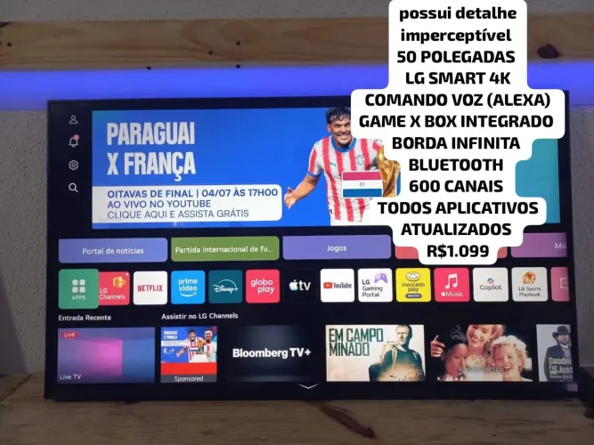 OBS:possui detalhe imperceptível TELEVISÃO 50 POLEGADA LG 4K COMANDO VOZ (ALEXA) R$1.099