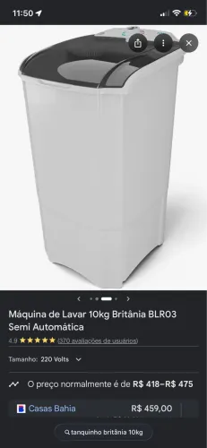 Tanquinho Britânia 10kg