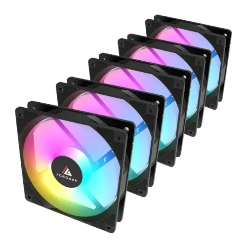 Kit 5 Fans Ventoinhas Acegeek RW12. Rainbow, 5x 120mm, Preto, Novo, Lacrado