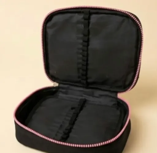 ESTOJO QUADRANGULAR BOX PRETO E ROSA