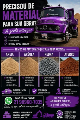 Areia ,pedra ,aréola, aterro 350,00 a partir