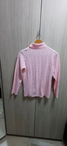 Blusa lã gola alta P rosa