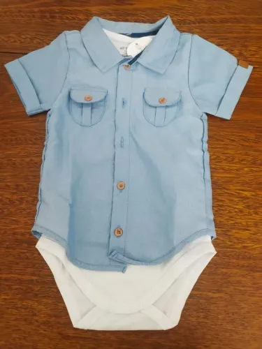 Body Para Bebê Com Bolsinhos Da Grow Up - Tamanho 9 Meses