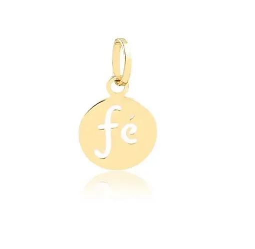 Pingente Fé Ouro 18 Kilates Peso 1.30 Gramas 16 mm