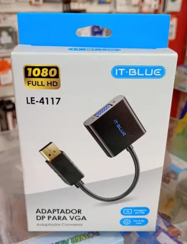 Adaptador Conversor DisplayPort para VGA Full HD 1080p - Novo