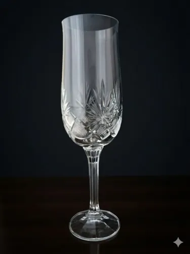 Taça de cristal da Bohemia para Champagne, lapidada