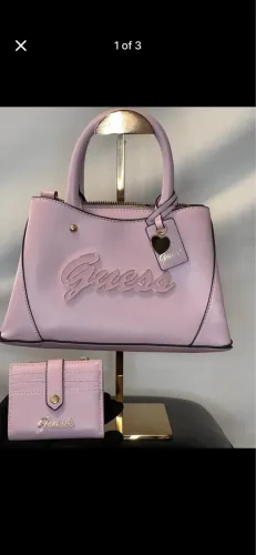 Kit Bolsa Guess Nova com Etiqueta Original Rosa + Carteira Feminina Luxo Importada