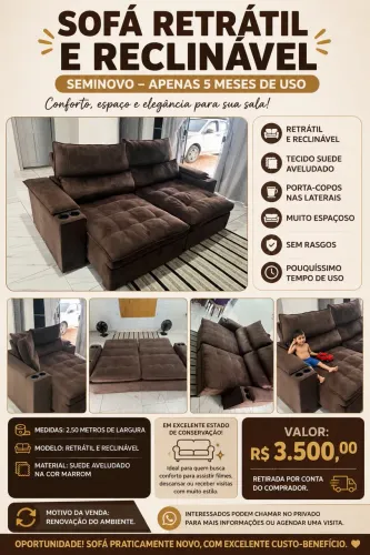 Sofá retrátil seminovo