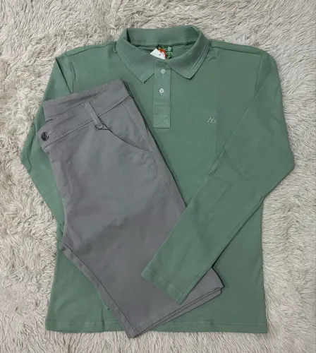 Kit G Camisa Polo longa e Bermuda Sarja