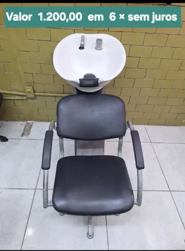 Lavatório para Salão de Beleza ou Barbearia / cuba funda em porcelana com cadeira 