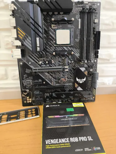 Kit upgrade b550 ATX Asus tuf Am4 +  Ryzen 5 5500 + 2x8gb ram ddr4 RGB Ac cartão de 