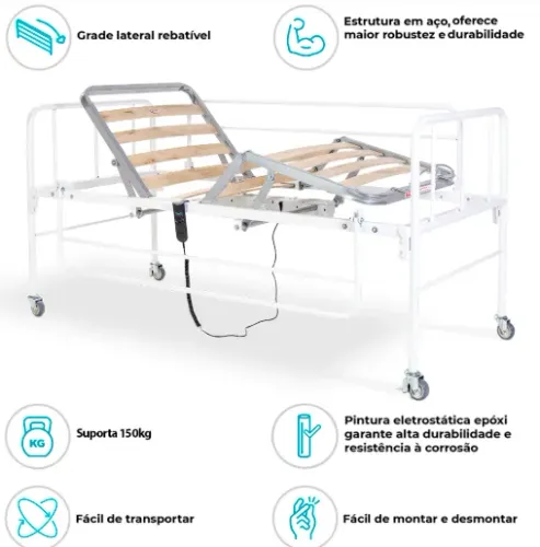 Cama Hospitalar Motorizada Evolution Fit 2 Pilati 90x200cm 150kg