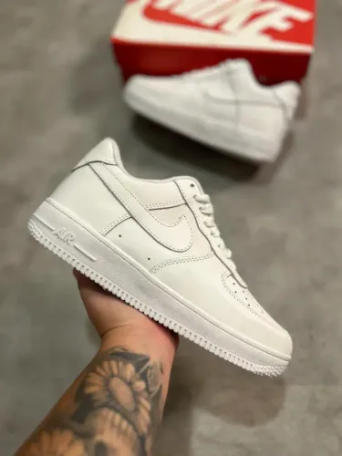 Tênis Nike Air Force 1 Couro Unissex Premium Branco '07 Cor: Branca - Disponível 34 AO 43
