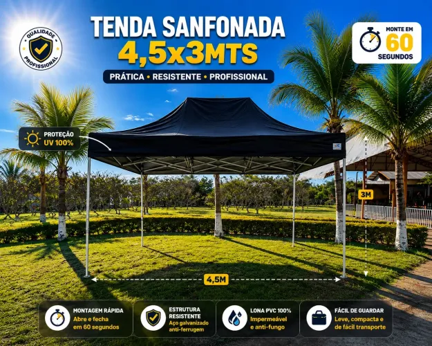 Tenda Sanfonada 4,5x3 mts