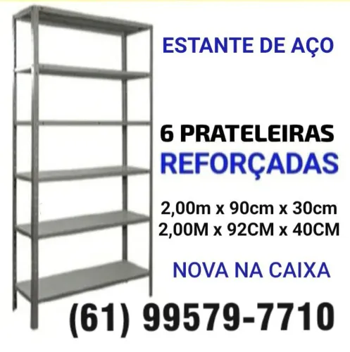 Kit 6 Prateleiras Reforçadas Estantes de Aço Armário aberto - Somente Produtos Novos
