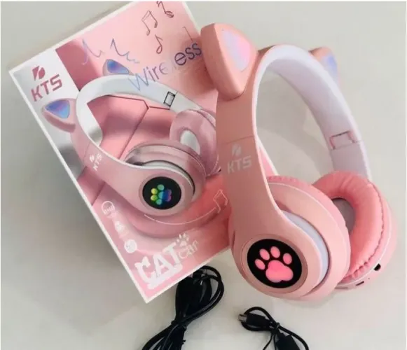 Headphone orelha de gato com leds