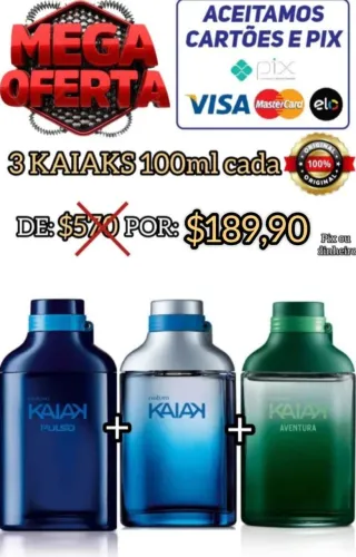 QUEIMAO DE ESTOQUES Perfumes KAIAK ESSENCIAL HUMOR BIOGRAFIA TODODIA