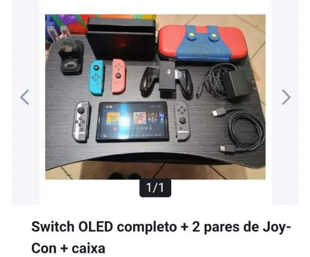 Switch Oled com joycons extra e acessórios-reservado
