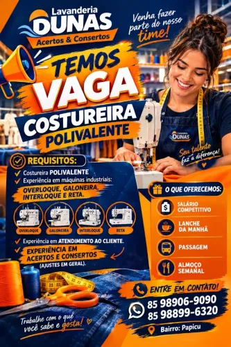 Vaga para Costureira Polivalente