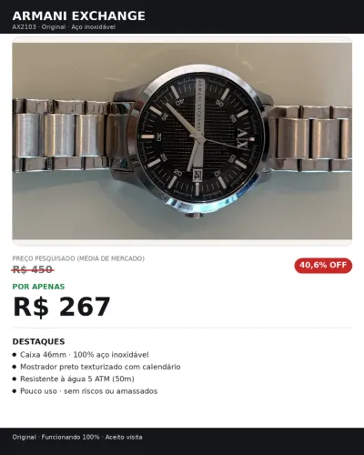 Relógio Armani Exchange AX2103 Original Pouco Uso