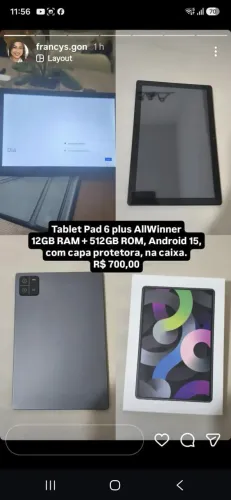 Tablet 6 plus12gb RAM +512gb rom Android 15. Com capa protetora