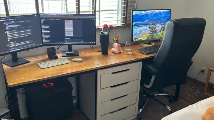 Mesa de Escritório 2m em Pinus e Metalon | Home Office