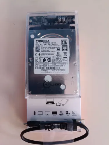 HD Toshiba 500 GB + Case + Cabo USB 3.0 - 100% Saudável. Livre pra testes.