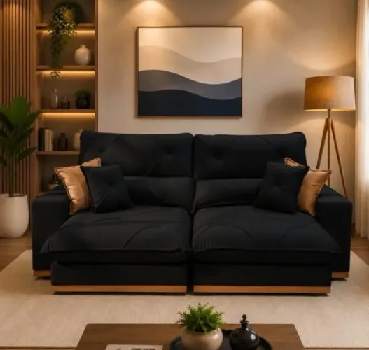 Sofá Retrátil Reclinável Imperial 230 Preto