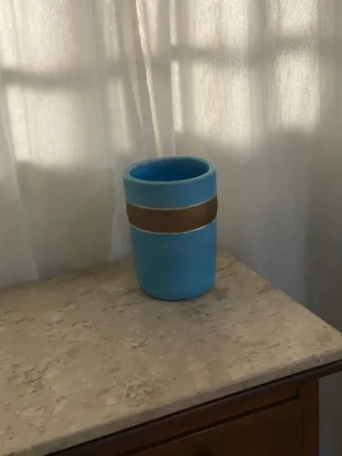 Pote Decorativo de Cerâmica Artesanal com Tampa - Perfeito Estado (Desapego)