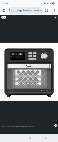 Forno Fryer Oster 15L Multifunções Compact 10 em 1
