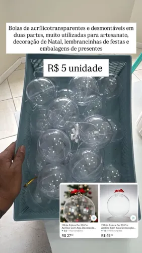 Bolas de Acrílico Transparente 20cm - R$ 5 cada
