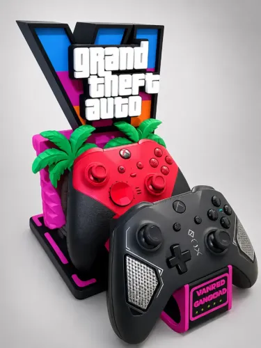 Suporte Organizador Duplo para Controles + Headset + Gametag- Edição GTA VI Vice City
