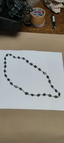 Colar Feminino Vintage Azul Petróleo Artesanal