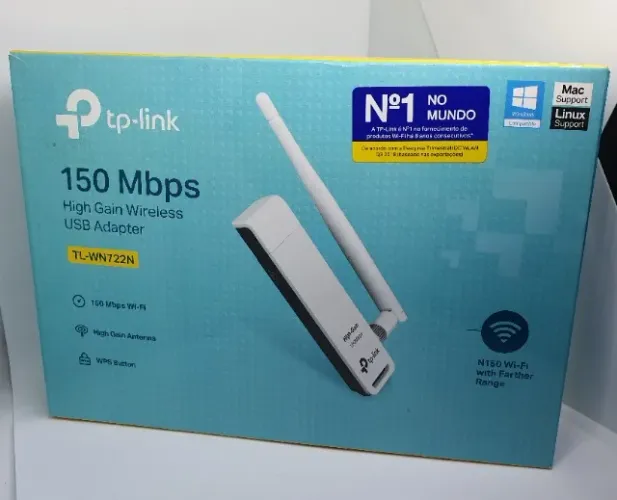 Adaptador Wi-Fi USB TP-Link TL-WN722N (150 Mbps com Antena)