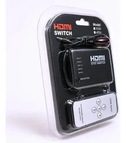 Switch HDMI 5x1 (modelo 5T01) Com controle remoto