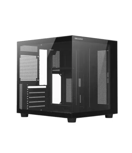 Gabinete Gamer Aquário Novo Frontal e Lateral em Vidro Temperado 3 Fans RGB Preto