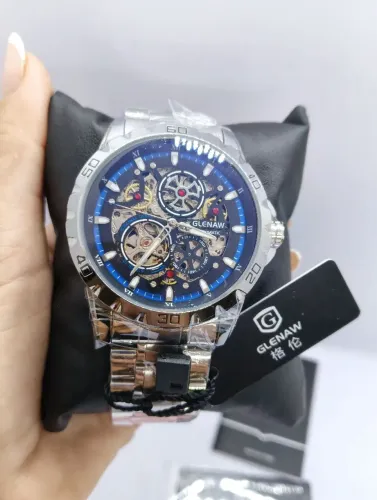 ? Relógio Masculino GLENAW Automático Esqueleto - Estilo & Engenharia Suprema!