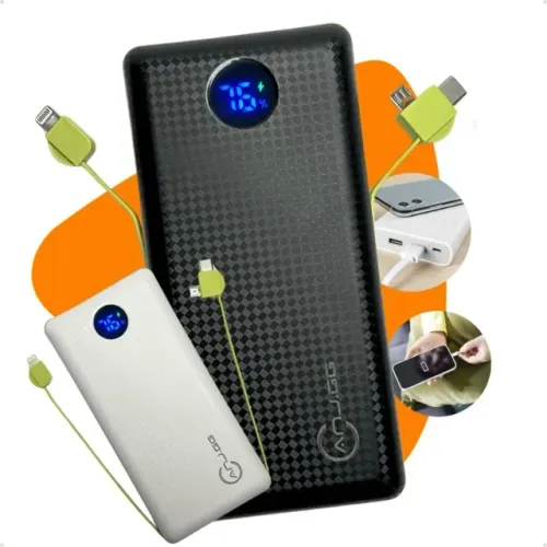 Carregador Portátil Turbo Power Bank 20.000mAh com Indicador de Bateria
