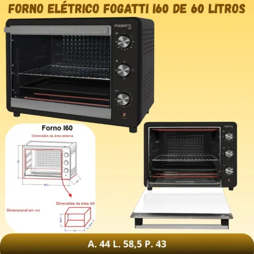 FORNO ELETRICO FOGATTI I60 60 LITROS