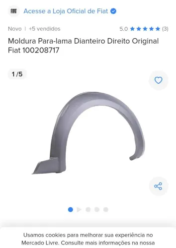 Moldura do paralama dianteiro LD. Fiat palio