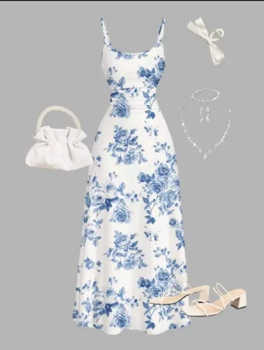 Vestido longo florido teen florido (13 anos)