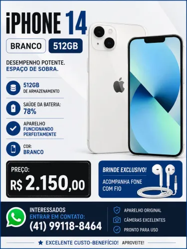 Iphone 14, 512gb, branco