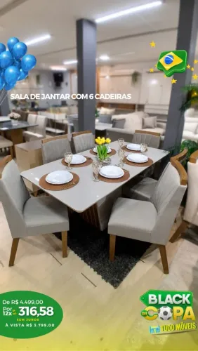 SALA DE JANTAR COM 6 CADEIRAS