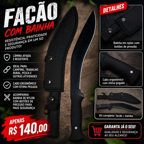Facão profissional lâmina 100% afiada 