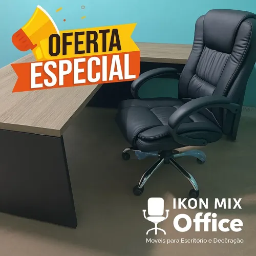 MESA COM CADEIRA PARA ESCRITÓRIO PRESIDENTE 1.50x1.60 - LOJA IKONMIXOFFICE 