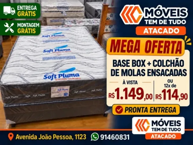 BASE BOX + COLCHÃO DE MOLAS ENSACADAS