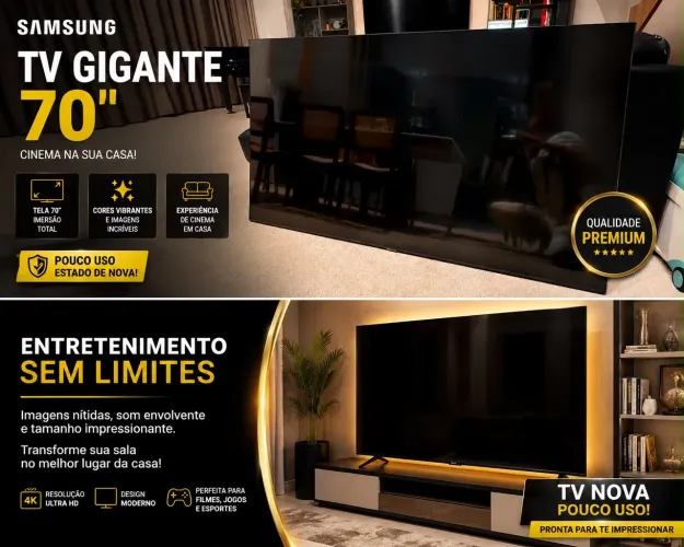 Smart TV Samsung 70? Crystal UHD 4K AU7700 - Estado de Nova