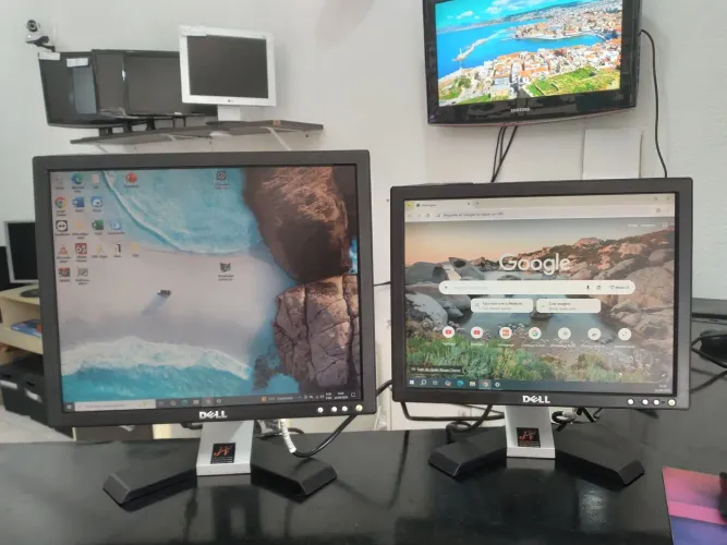 2 monitores de de 15" e 17" polegadas, com garantia, cabos, só ligar e usar