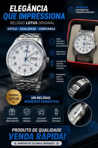 Relógio Lotus Original - Elegância e Qualidade!