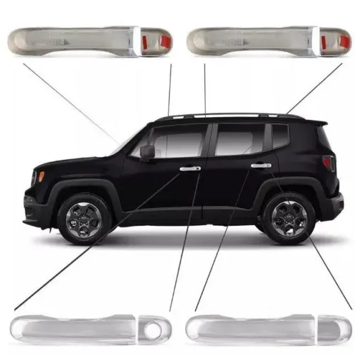 Aplique Cromado p/ Maçanetas Renegade 2015 à 2021 C/ S/ Furo Keyless